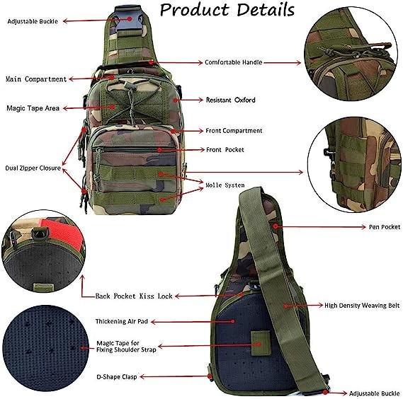 Tactical Shoulder Sling Bag Small Outdoor Chest Pack For Men Traveling, Trekking, Camping, Rover Sling Daypack