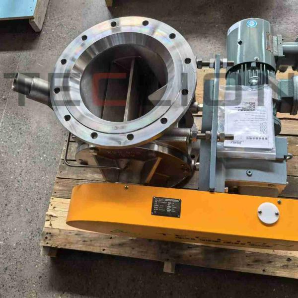 Válvula de alimentación rotativa de acero inoxidable 6L 304SS con columna de escape