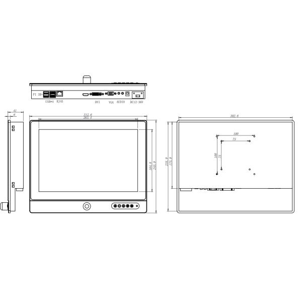Экран LCD 12 Nits монитора 1000 касания Pi поленики дюйма промышленный с затемнителем