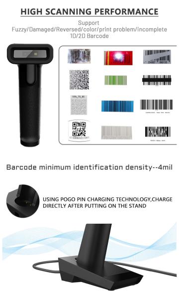 A 1D 2D Cmos Handheld Barcode Scanner Android Wireless  bar Code Reader