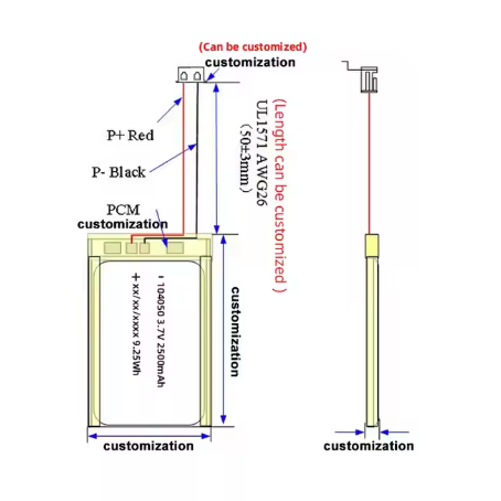 Wholesale 104050 Li Polymer Battery 3.7V 2500mah For Shoe Dryer