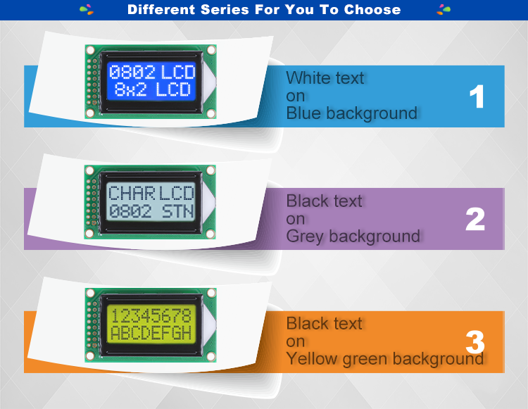 8x2 STN Alpha Numeric LCD Custom Char Screen Display Module With 16 Pin