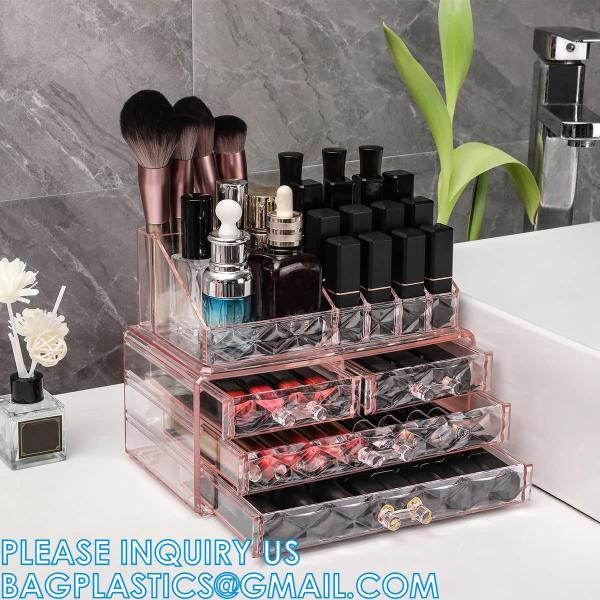 Cosmetic Storage Box Makeup Storage Container Organiser, Skincare Makeup Organizer, Brush Holder, Vanity Shelf