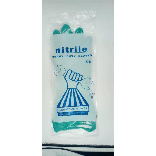 Industrial Green Nitrile Gloves  Protect Against Chemicals 15 Mil Thickness