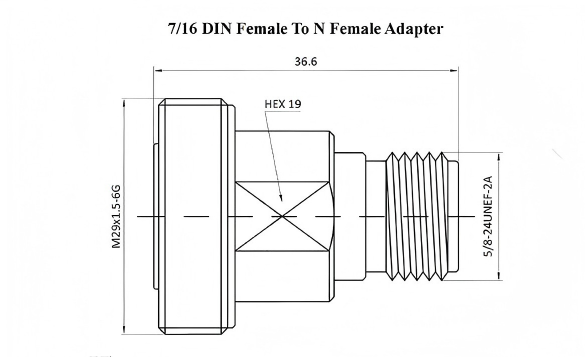 DC-6GHz 50 ohm Gold-plated Brass RF Adapter DIN/N-KK Female to Female Coaxial Adapter