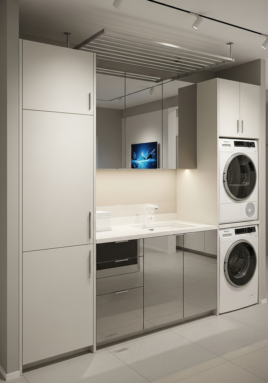 Luminous Pearl Laundry System with Mirror-Reflective in 304 Stainless Steel
