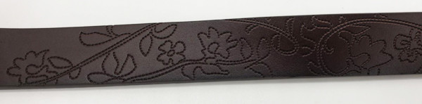 Ladies Flower Leaves Embossed Leather Belt 2.2cm Width