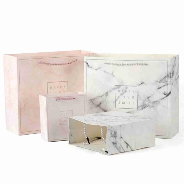 Boutique Recycled 250gsm Marble Paper Gift Bags Boxes For Cosmetic Clothes