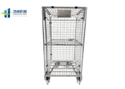 Cargo Storage Wire Cage Trolley Zinc Plated Finished Mobile Cage Trolley