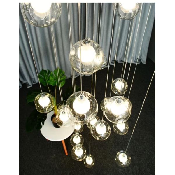 Stair Long Glass Ball Hanging Lamp LED Ceiling Light Creative Home Lighting Modern Chandelier