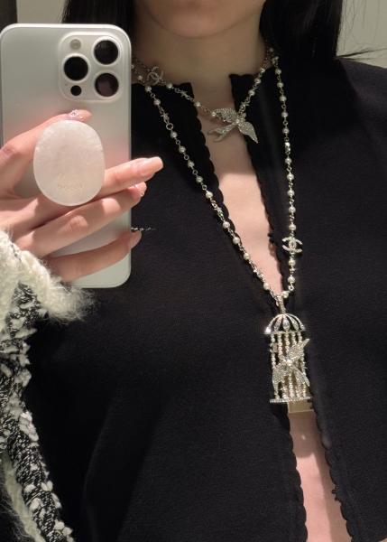 Full Diamond Flying Bird Pearl Necklace Silver Custom Luxury Necklaces