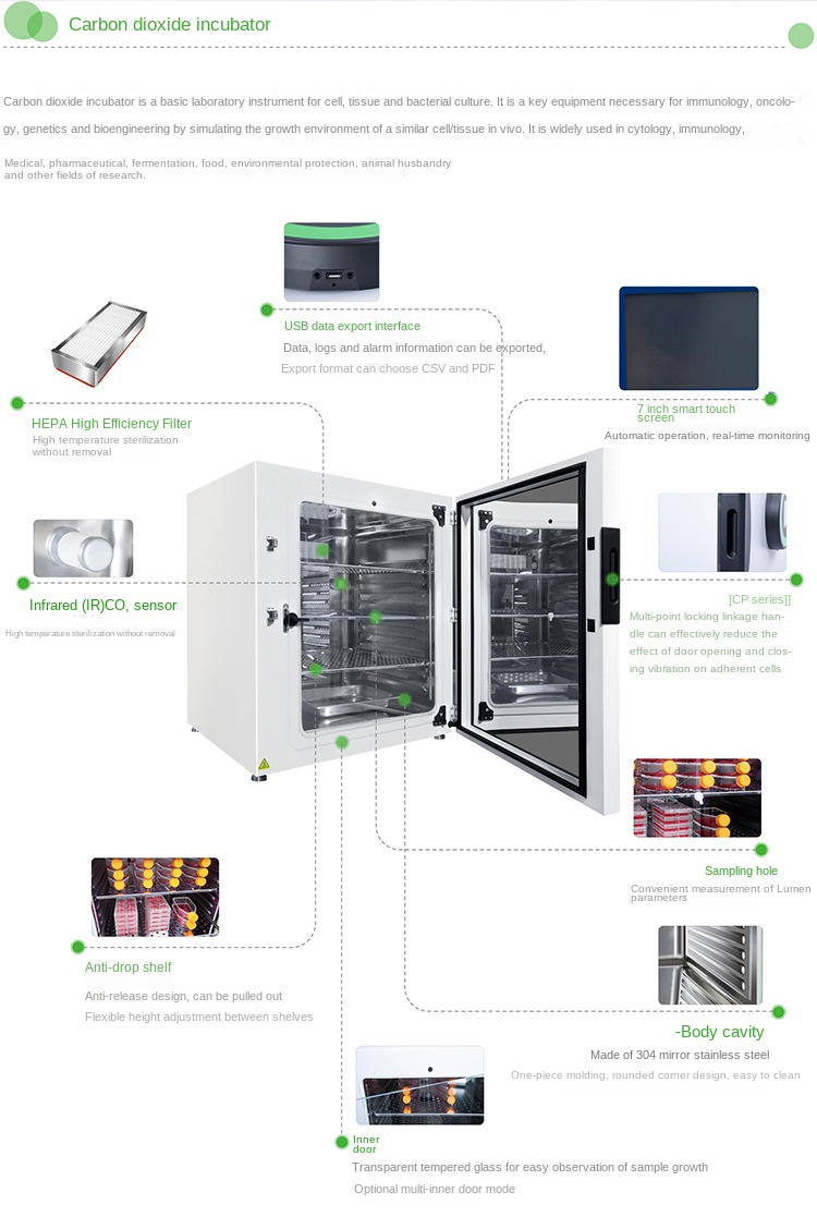 Carbon Dioxide Incubator 180 Dry Heat High Temperature Sterilization Gas Jacket Cell Culture