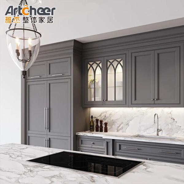Contemporary Design Kitchen Cabinet With E1 Material Grade  Eco Friendly Shelves