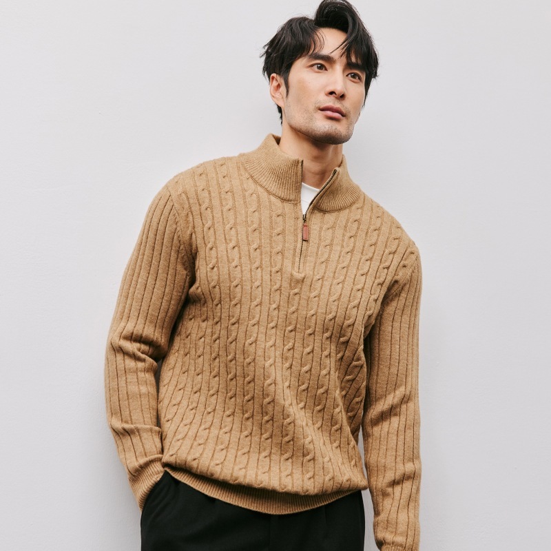MEN'S 100% WOOL CABLE PULLOVER