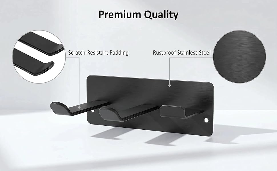 Hair Dryer Holder Wall Mount, Universal Hair Dryer Hanger for Bathroom/Bedroom/Barbershop, 304 Stainless Steel Organizer with 3M Adhesive, No Drilling Space Saver (Black)