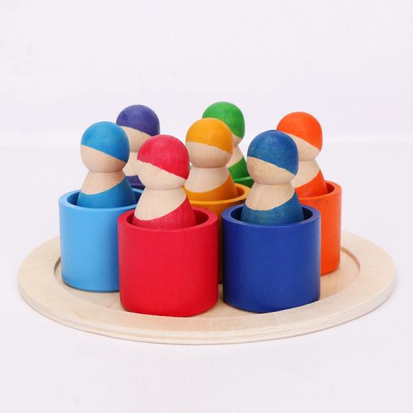 Blocs constitutifs en bois Toy Creative Educational d'arc-en-ciel de Brown 18cm