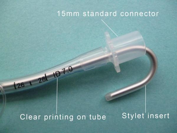 Dispositif d'intubation trachéale détectable par rayons X avec connecteur Murphy Eye 15mm/22mm