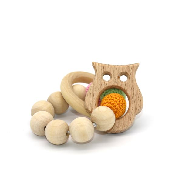 Custom Beech Wood Baby Teether Ring for 0-24 Months