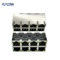 Phosphor Bronze 2x4 8 Ports 64 Pin Female PCB RJ45 Jack Connector