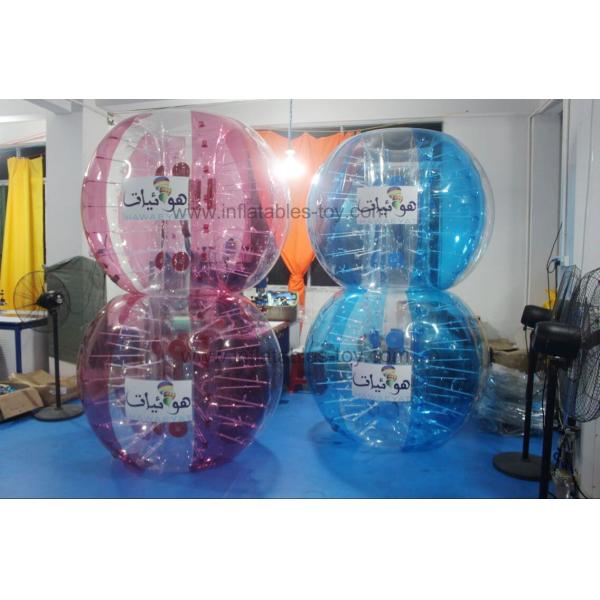 Взрослый красный напечатанный шарик бампера приятеля, голубой людской раздувной логос шарика пузыря бампера