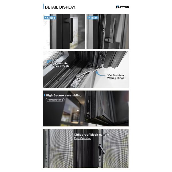 Aluminum Alloy Modern Tilting and Rotating Window Doors windows Aluminium Accessories Heat Insulation for Villa