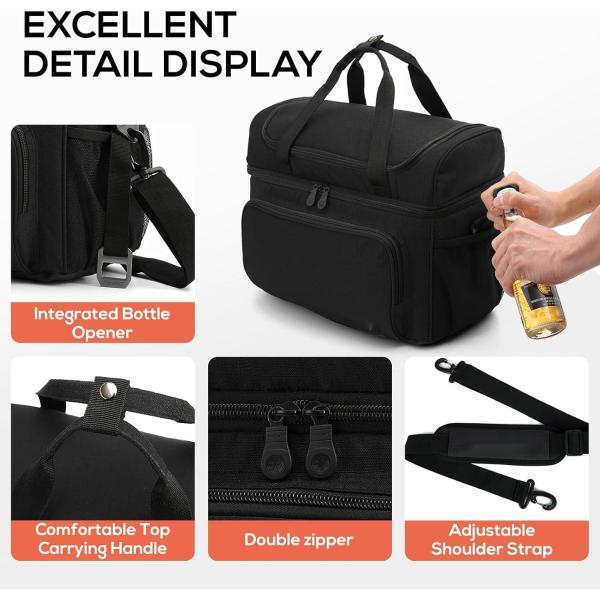 Extra Large Insulated Black Picnic Camping Beach Work Custom Travel Cooler Bag