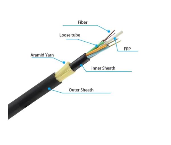 Cable à fibres ADSS 24 48 96 144 Portée du noyau 100m 120m 200m