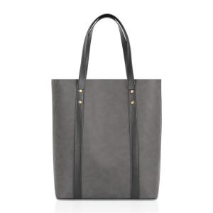 Printing Custom Shopping Bags Custom Zipper Pocket Leather Shopper Tote 13X5X15"