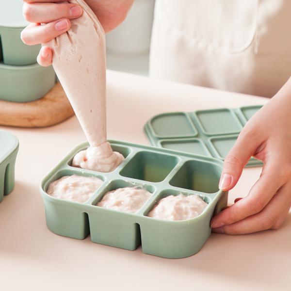 Silicone Baby Food Storage Container Rectangle Shape Microwave Safe BPA Free Reusable