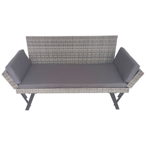 Factory Wholesale Garden Furniture Outdoor Wicker Rattan Furniture Functional Lounge Chair Armrest Movable Garden Bench