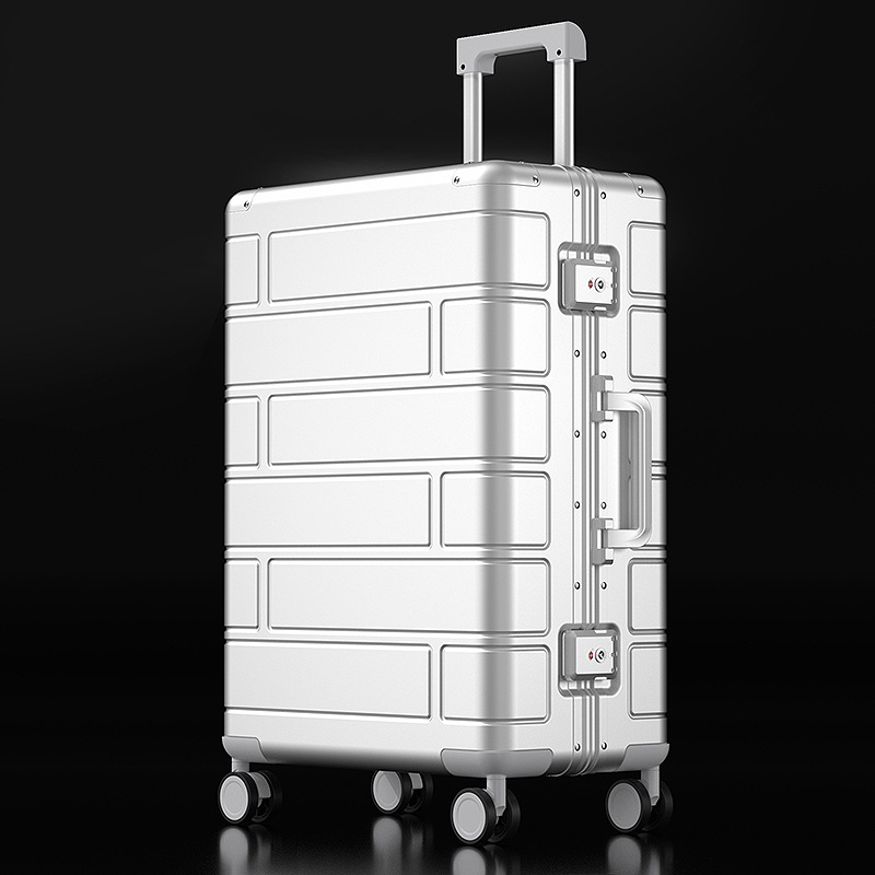 Unisex 20 Inch Trolley Suitcase Custom Fashionable Travel Luggage Aluminum Magnesium Alloy Spinner Caster Wheels Busy Travelers