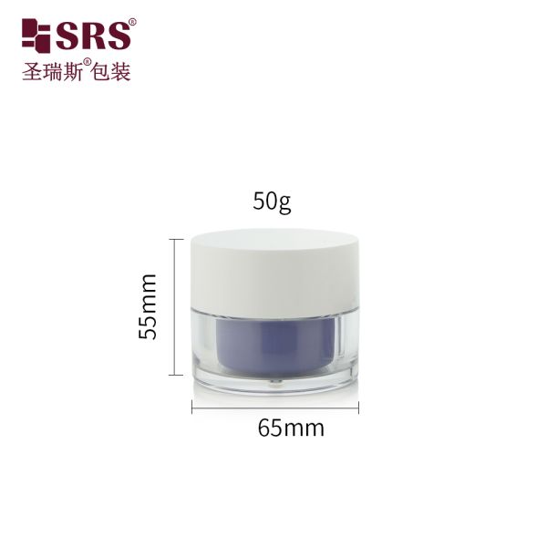 SRSJQ 50g PET Thick Wall Double Wall Plastic Replaceable Jar For Facial Cream Gel Wholesale