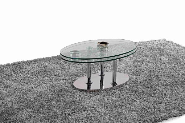 A mesa de jantar oval de vidro moderna de dobramento moderou o quadro de aço inoxidável de vidro L200xW100xH75cm
