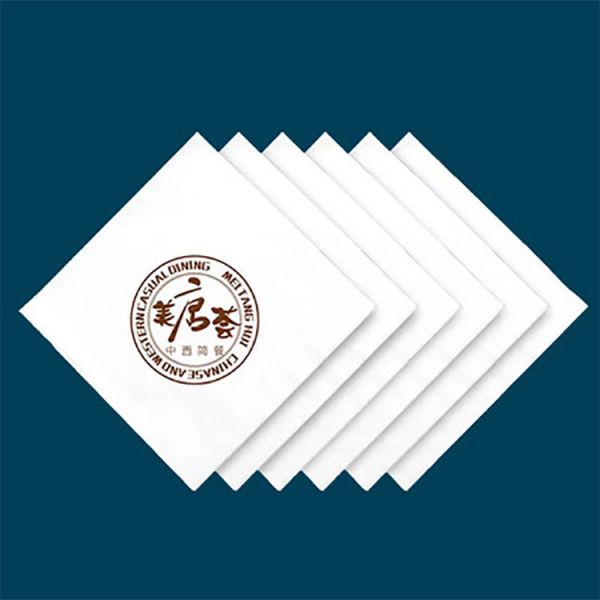 Custom Restaurant Napkins 3-Ply Virgin Wood Pulp Facial Tissue Paper with Logo Printed Bag Style for Hotel Bar Cafe Use