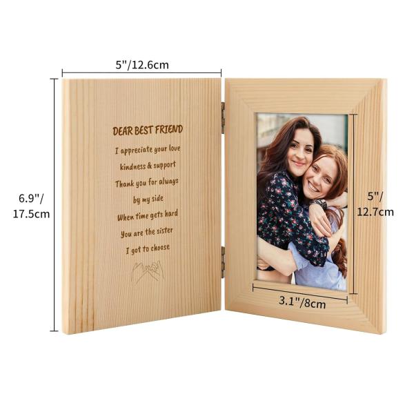 Wooden Couples Photo Frame with Customized Laser Engraved Personalized Text