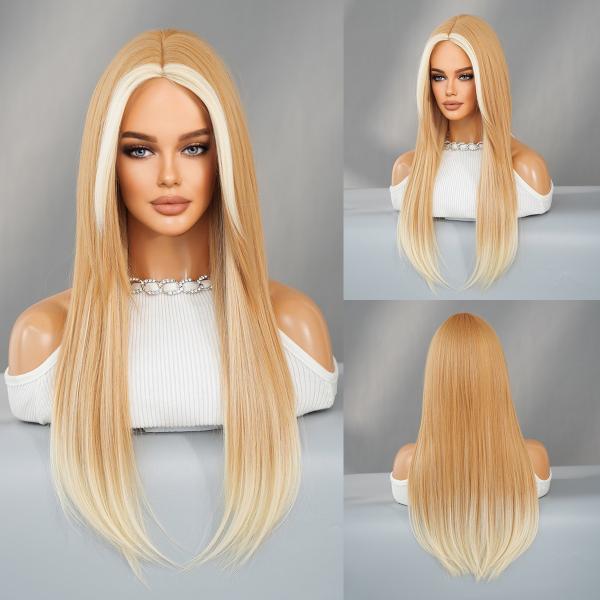 Fashion Long Straight Hair Blonde Synthetic Wigs For Women