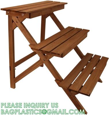 Wood Plant Stand Ladder Plant Shelf, Flower Pot Display Rack Freestanding Planter Holder for Organizer Multiple