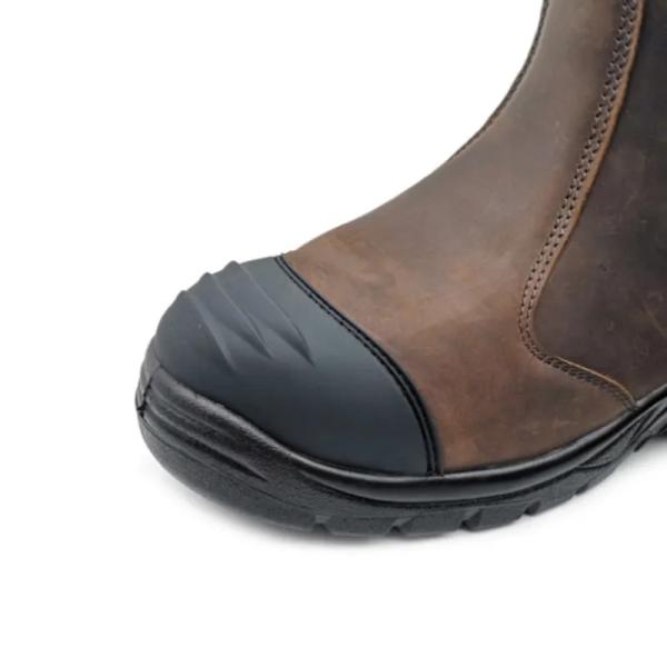 Brown Genuine Leather Chelsea Boots Waterproof Work Safety Boots Without Lace