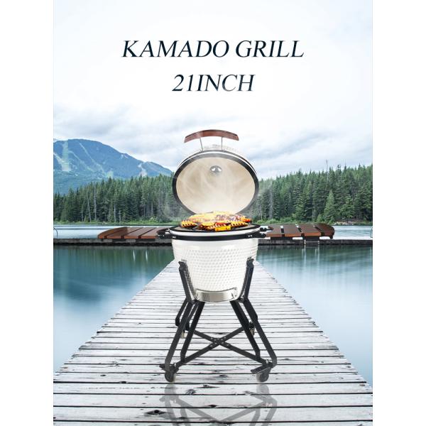 KIMSTONE 21 Inch Homeused Barbeque Grill Outdoor Kitchen Charcoal Ceramic Kamado Griller