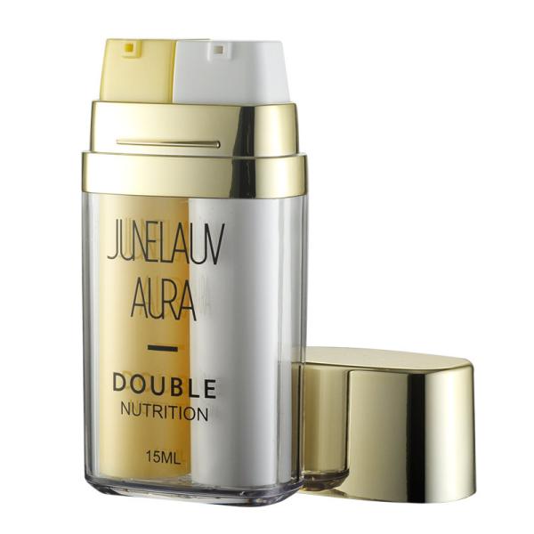 JL-AB210A Custom Shape Airless Travel Bottles 0.09ml Dosage AS PP Daul Chamber  8mlx2 10mlx2 15mlx2