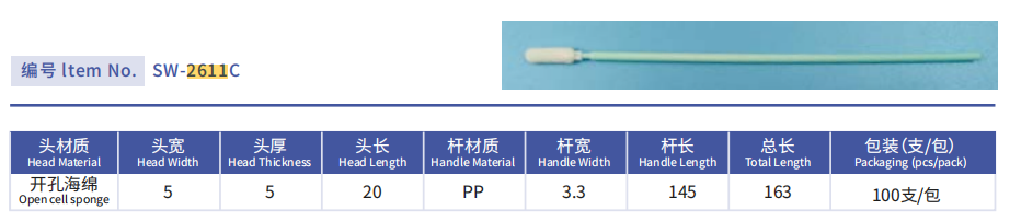 Cavity & Internal Surface Cleaner: TX740 Series with 163mm Handle Sponge Stick for Accessing Confined Industrial Spaces