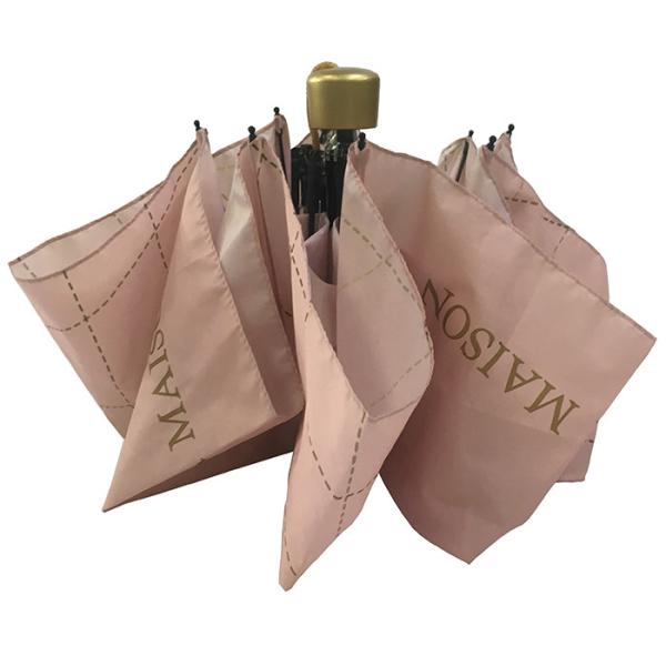 Windproof 3 Folds Pongee Manual Open Umbrella With Custom Printing