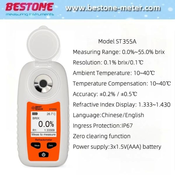 St355A Digital Portable Refractometer Atc Sugar Percent Tester