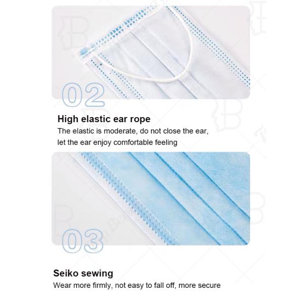 Adult 3 Ply Disposable Face Mask Non Woven Medical Mask With Ce Fda Approved