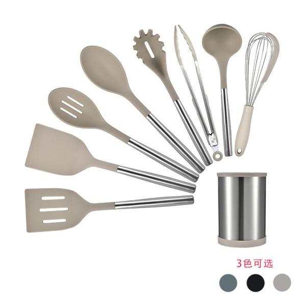 9 шт. Силиконовая кухонная утварь Нонстик кухонная утварь с ручкой из нержавеющей стали