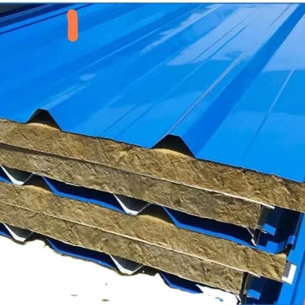Painel Sandwich de lã de rocha para parede exterior de hotel de núcleo metálico resistente ao fogo espessura 100 mm