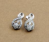 DIY jóias brincos de prata esterlina CZ hipoalergênico com acentos CZ Drop brincos Stud AAA CZ linda prata esterlina
