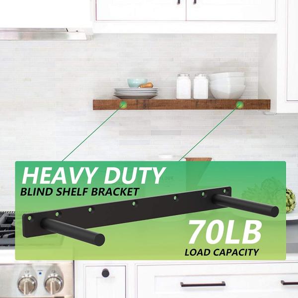 Heavy Duty Invisible 18 inch Floating Shelf Bracket with Solid Steel Support Rods for Hidden Shelves