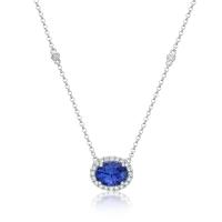 Colar de pedra da joia de Tanzanite da colar de dezembro Birthstone da joia de 925 Sterling Silver Blue Tanzanite CZ