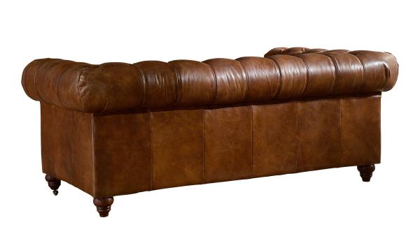 Tan Brown 2 Seater Leather Sofa Full Vintage Top Grain Leather Hand Work Craft